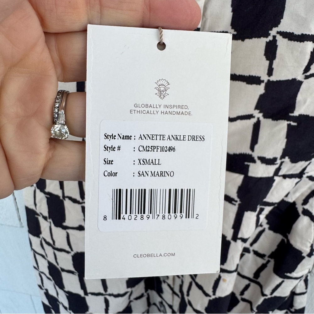 Cleobella Annette Ankle Dress in San Marino Print White Blue size XS NWT - Picture 7 of 11